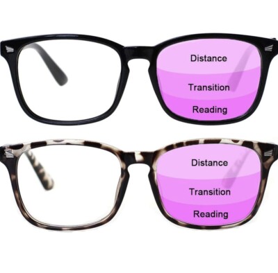 2er-Pack progressive Multifokus-Lesebrille Damen Männer blau lichtblockierend 3,50