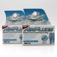Lot of 2 HEAROES AirPlugs Airline Pressure Reducing Ear Plugs With Case, NEW