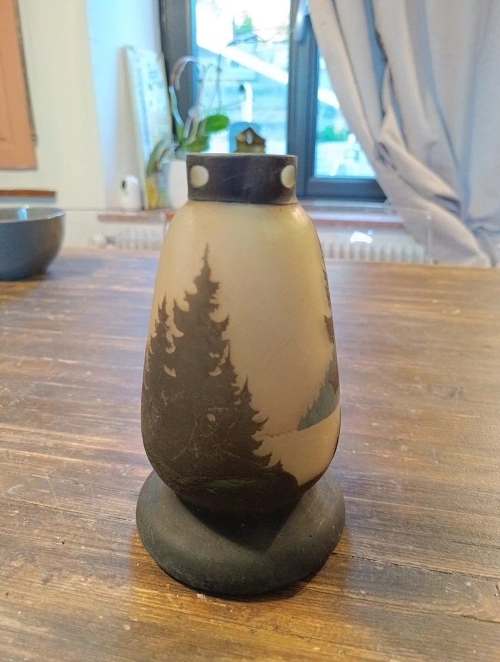 Muller Freres Lunéville Pied De Lampe  Dégagée Acide Paysage Vosges K3 - Photo 4/4