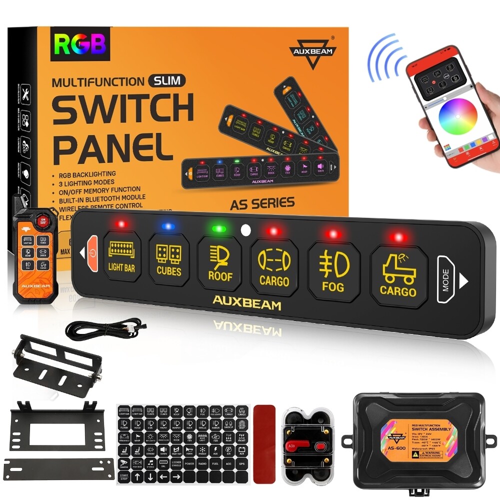 AUXBEAM AS600 RGB 6 Gang Switch Panel for Can-Am Polaris RZR UTV AUXBEAM AS600 RGB 6 Gang Switch Panel for Can-Am Polaris RZR UTV