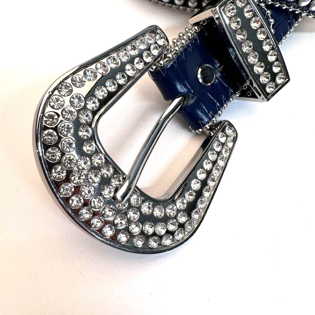Hermetic Crystal Diamante Rhinestone Belt - Navy (XL) - RRP