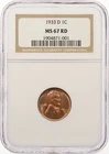 1933-D 1C NGC MS67 RD Lincoln Wheat Cent Red