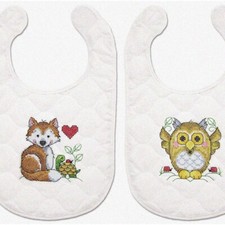 Forest Whispers Cross Stitch Bib Kit - Delightful Baby's Stamped Design, Small 