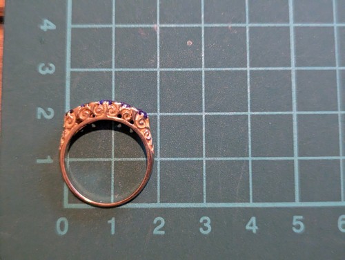 9ct Yellow Gold Ring Purple Blue Amethyst & Colourless Diamonds Ring Size O 1/2 - 第 10/11 張圖片