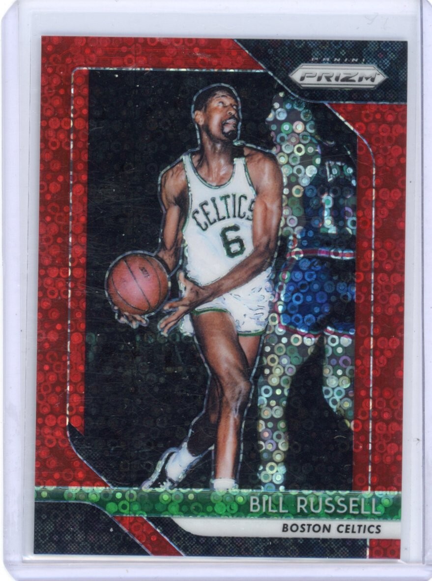 Bill Russell 2018-19 Panini Prizm /125 Red Disco Fast Break #25 Celtics