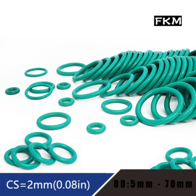 FKM Metric Fluorine Rubber O Ring Green Seal Orings Gasket 2mm Cross Section