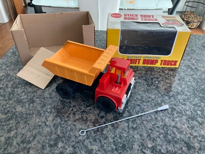 VINTAGE B/O STICK SHIFT DUMP TRUCK BY NOMURA IN IT'S ORIGINAL BOX. FULLY WORKING