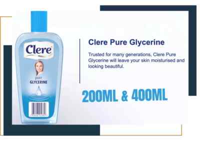 CLERE REINES GLYCERIN FÜR GESICHT KÖRPER UND HAARE 100ML & 200ML & 400ML UK VERKÄUFER