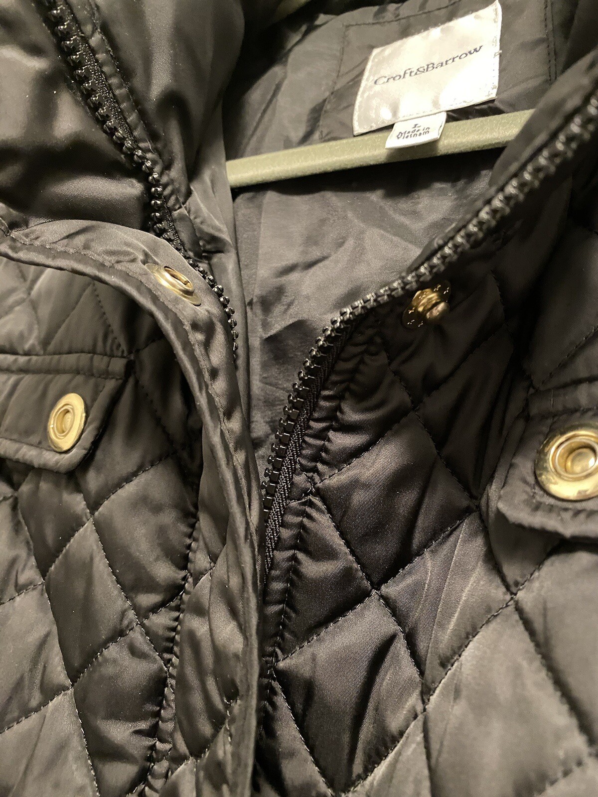 Croft & Barrow Solid Black Full Zip Quilted Hoode… - image 3