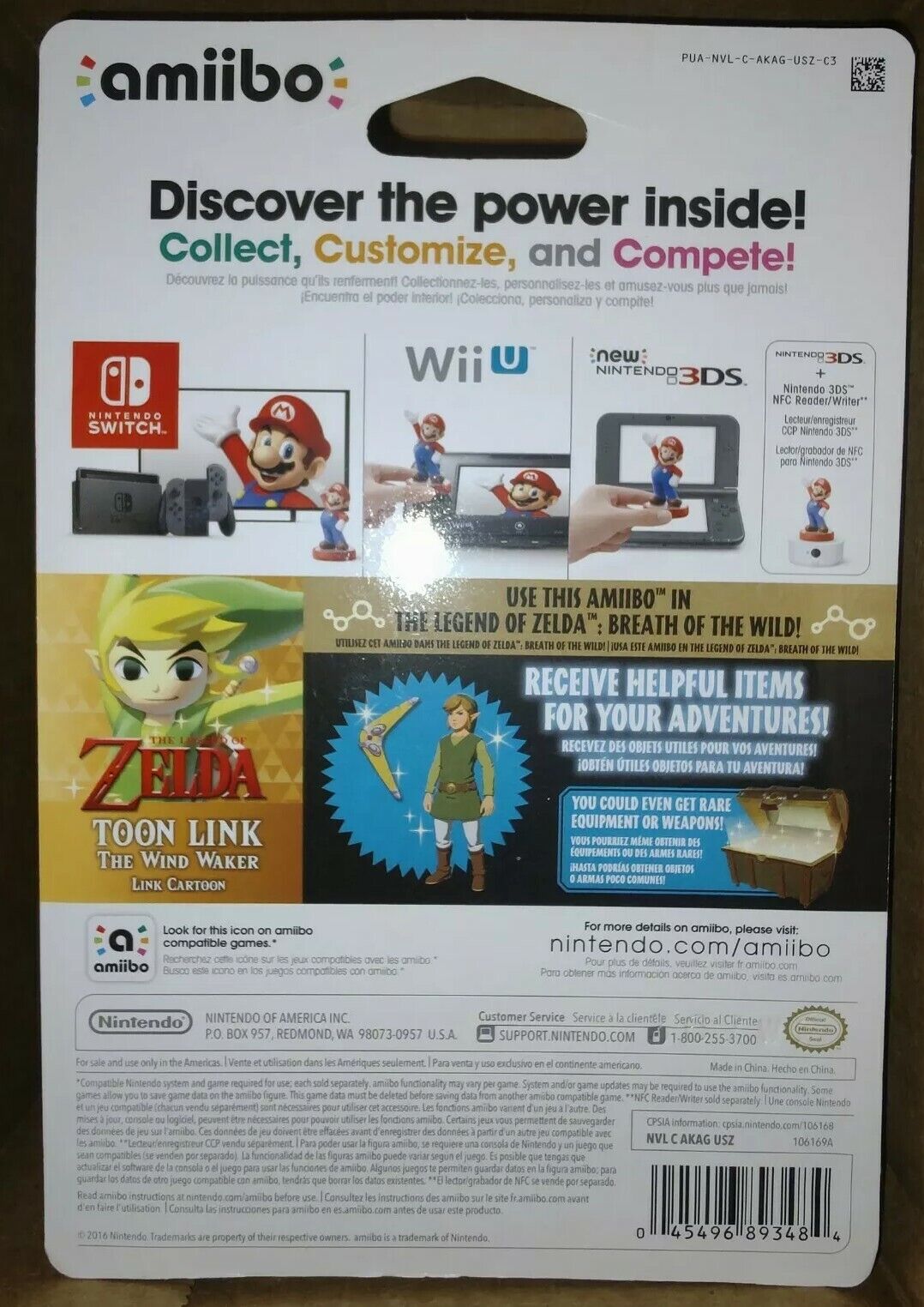 Toon Link Amiibo Wind Waker legend of Zelda Nintendo Switch Wii U 3DS NEW  SEALED