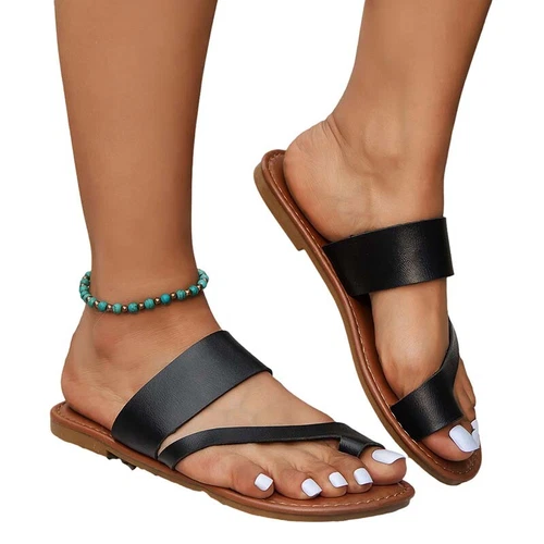 Sommer Damen Slingback Strand flache Sandalen Damen leichte Slipper Hausschuhe - Bild 16 von 35