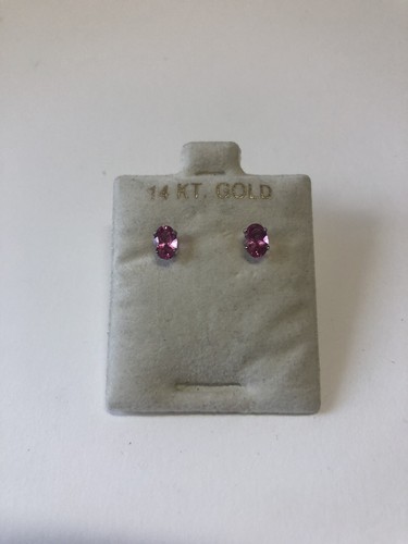 0.81ct natural Oval Tourmaline gemstone 14 K. Gold Bullet post earrings. - Picture 2 of 12