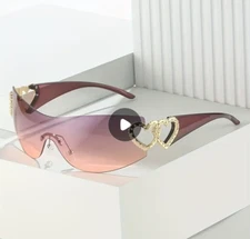 Y2K Wrap Around Fashion Sunglasses For Women Men One-piece Gradient Lens Glasses