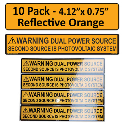 Solar Warning Dual Power Source PV System Labels 149887 596-00665 596-00495