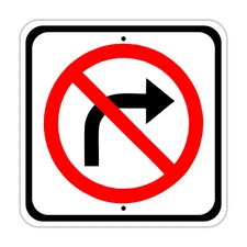 No Right Turn Road Street Highway Novelty Notice Aluminum Metal Sign
