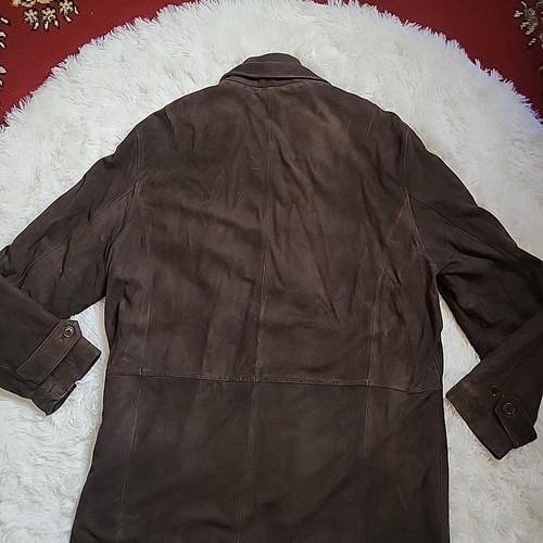 Brooks Brothers Men's Suede Leather Wool Lined Field Jacket Car Coat Brown Large - Picture 19 of 20