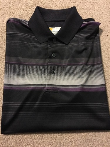 NWT Jack Nicklaus Staydri Golf Polo Short Sleeve Purple Black Stripe Small - 第 3/8 張圖片
