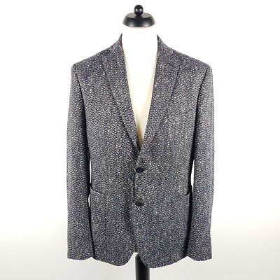 Tonello jacket men's size 52 blue beige slim fit wool silk blazer sport coat