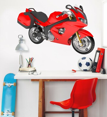 3D Rotes Motorrad M121 Auto Wallpaper Wandbild Poster Wandaufkleber Transport Zo