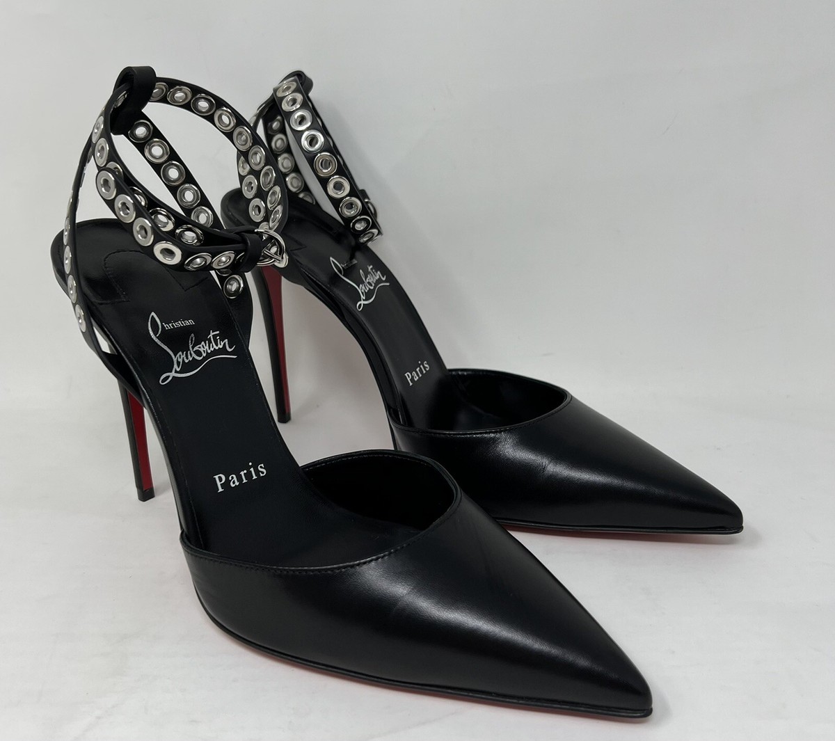CHRISTIAN LOUBOUTIN Black Leather Pumps Heels Pumpaclou