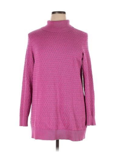 Lands' End Women Pink Turtleneck Sweater 14 Tall