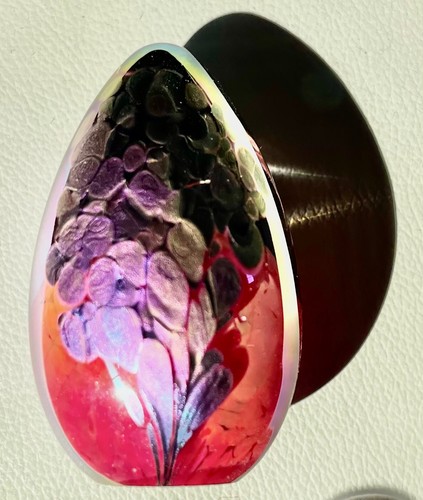 1987 Iridescent Art Glass EGG Decor Paperweight MT ST HELENS ASH Roger Vines MSH - Picture 8 of 10