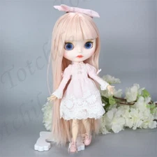 Takara 12" Neo Blythe Nude doll light pink long hair dudu mouth Joint body gift