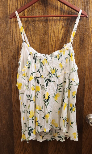Torrid Size 3 (22/24W) Challis Babydoll Cami with Lemons Ruffle / Lace-Up NWT - Picture 4 of 11