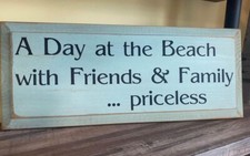NEW Day At The Beach Wooden Sign 18 X 7 - Perfect For Coastal Home Decor