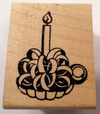 Candle With Rubbons Of Wax Single Handheld Taper Wooden Rubber Stamp