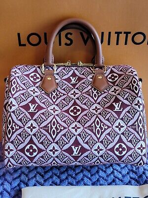 Louis Vuitton Speedy 25 Burgundy Jacquard Bag Giant Monogram Louis Vuitton Speedy 25 Burgundy Jacquard Bag Giant Monogram