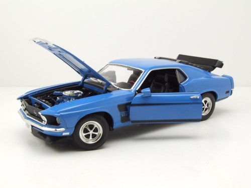 Ford Mustang Boss 302 1969 azul modelo coche 1:18 Welly - Imagen 4 de 11