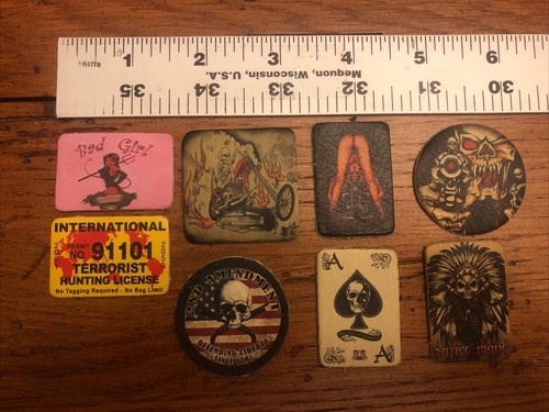 Adhesive Leather Patches Biker motorcycles Guns Lot Of 8 - Picture 2 of 5