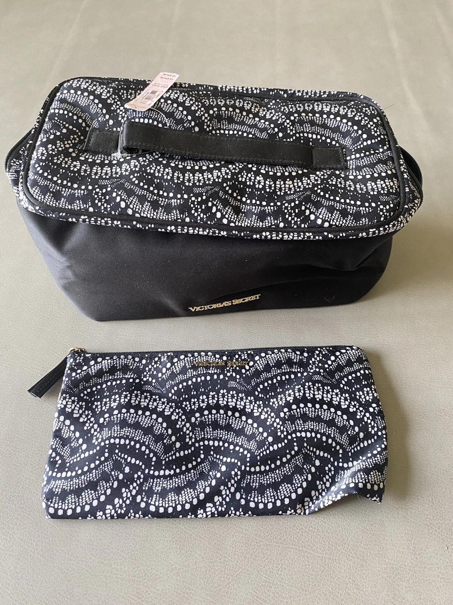 NWT $70 Victoria's Secret Black & White Bra Panty Lingerie Travel Case  Bag-Pouch