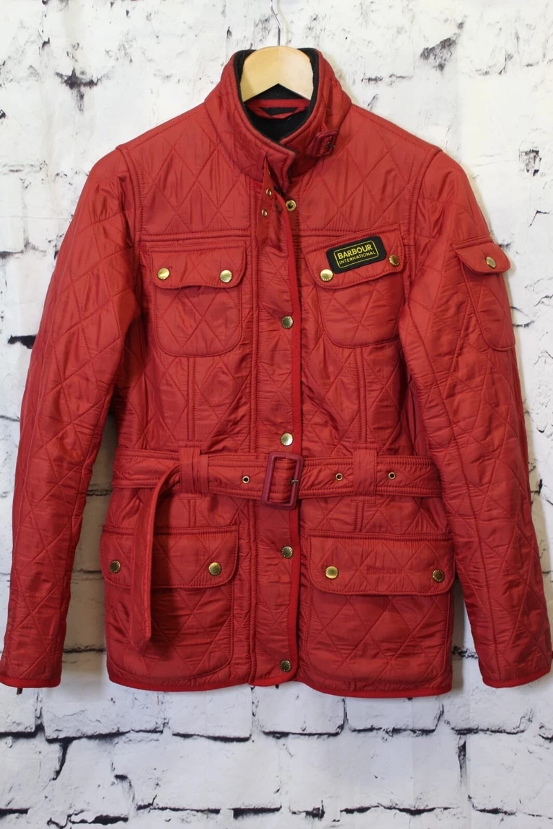 Barbour Women s Red Belted Jacket UK 10 eBay