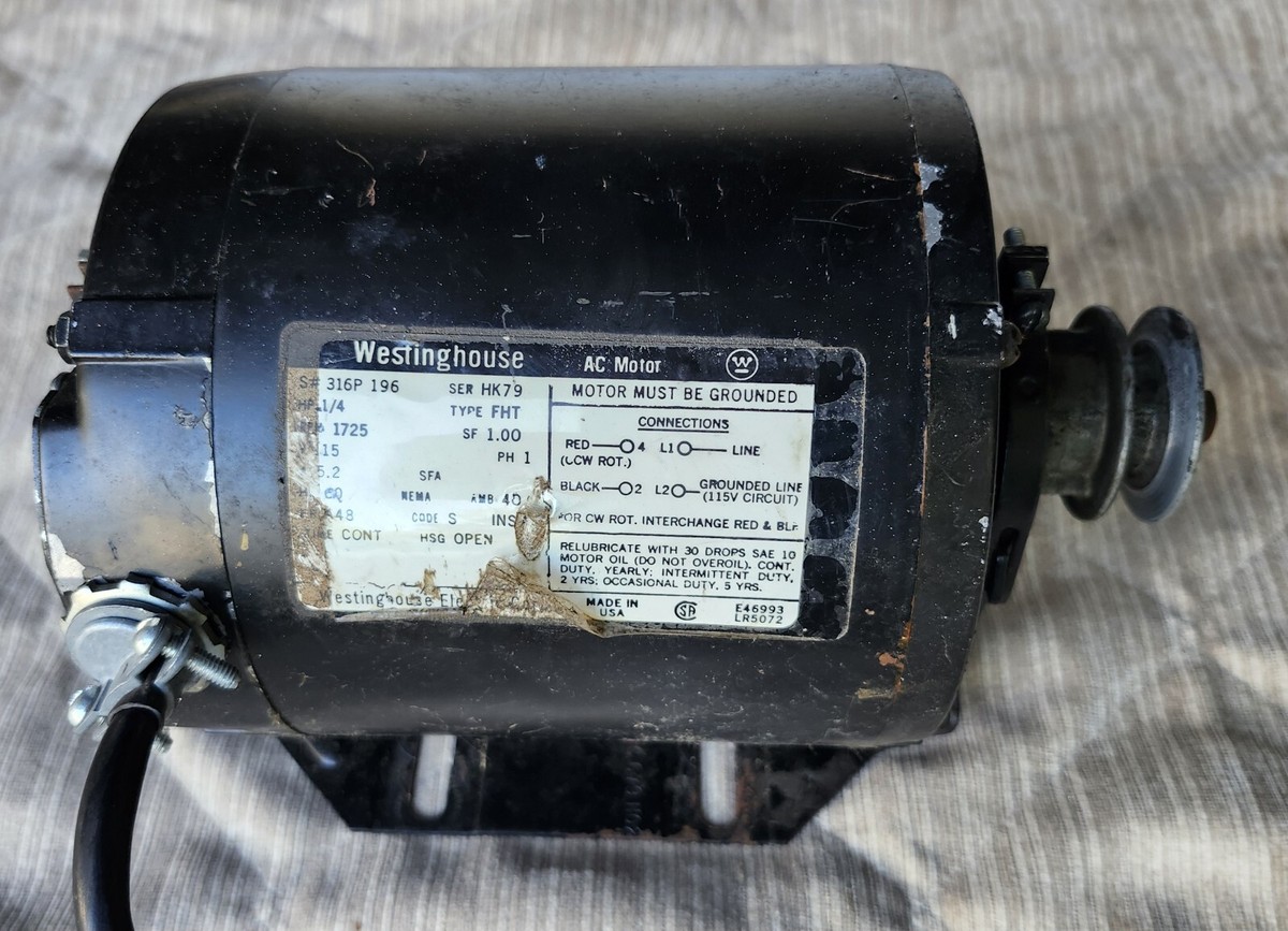 Westinghouse AC Motor W 316P196 SER HK70 HP 1/4 TYPE FHT RPM 1725 SF 1.00  Ph. 1 | eBay