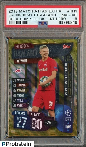 2019 Erling Haaland #HH1 Topps Match Attax UEFA Champions League PSA 8 NM-MT