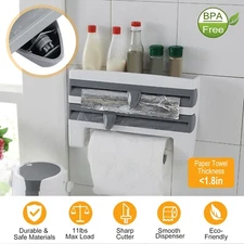 Kitchen Roll Dispenser Cling Film Tin Foil Paper Towel Holders Rack Wall Mount