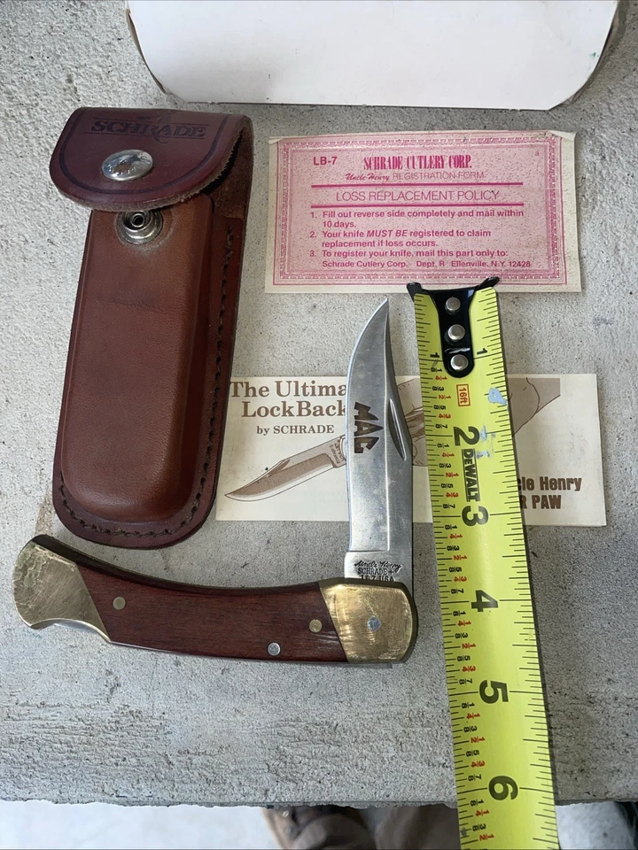 Schrade США LB7 дядя Генри медведь лапа MAC и кожаный ремень оболочка MAC AW51100 - Изображение 3 из 4