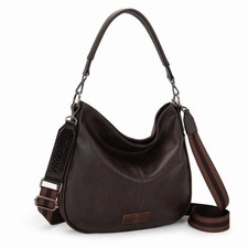 Large Hobo Crossbody Bag for Women Shoulder Purse Cotton Strap Coffee