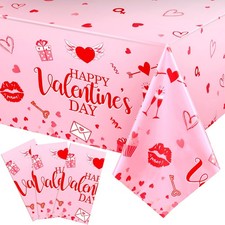 3 Pack Valentine  s Day Table Cloth Happy Valentine Tablecloth Decoration Plastic