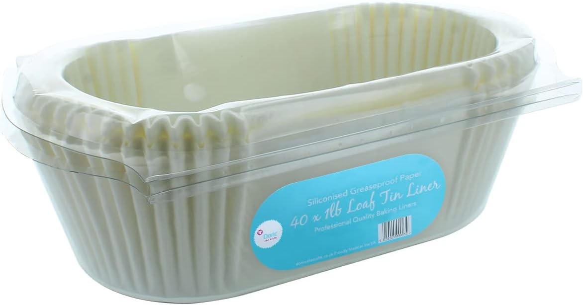 Doric 1lb Loaf Tin Liners, 40 Pack, Non-Stick Siliconised Greaseproof Paper for