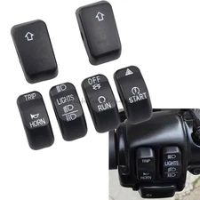 6PCS Handlebar Control Switch Buttons Caps Covers For Harley Softail Sportster
