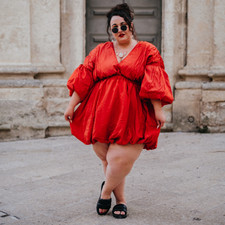 PrettyLittleThing Rust Colored Bubble Dress Size 20
