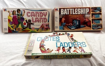 1970 s Board Game Lot Complete Candy Land, Battleship & Chutes and Ladders