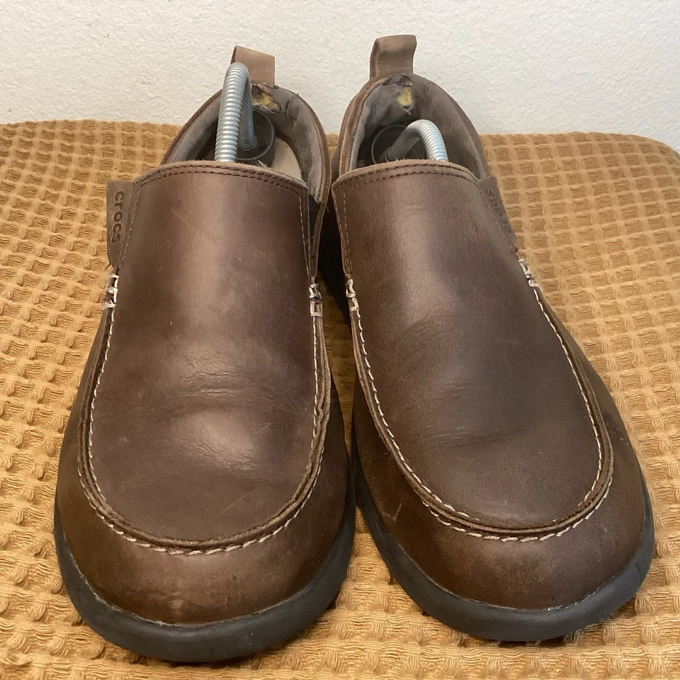 Mocassins Crocs Santa Cruz Masculino Tamanho 12 Couro Marrom Mocassim Casual - Imagem 4 de 4