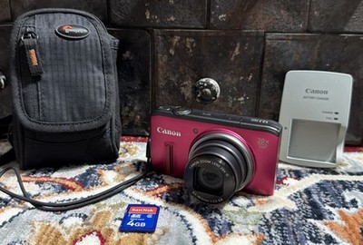 Canon PowerShot SX260 HS 12.1MP 1080p 20x Zoom Pink Digital Camera TESTED WORKS