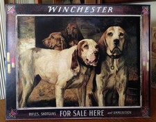 Reproduction Winchester Bear Dogs Standing Advertising Die Cut 16"W X 12.5"H