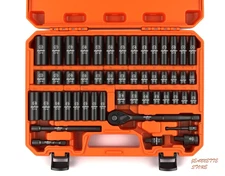 HORUSDY 3/8" Drive Impact Socket Set, 50-Piece SAE/Metric 6-Point with Ratchet