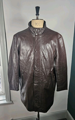 HUGO BOSS Rinderleder Lederjacke UK 2XL/3XL Heavy Chore Mantel Wolle gefüttert